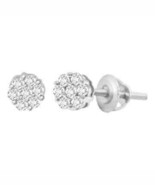 10k White Gold 1/4ct Round Flower Cluster Diamond Earrings - $1,101.35 CAD