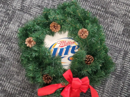 VINTAGE 1990s Miller Lite Beer Christmas Wreath - £55.22 GBP