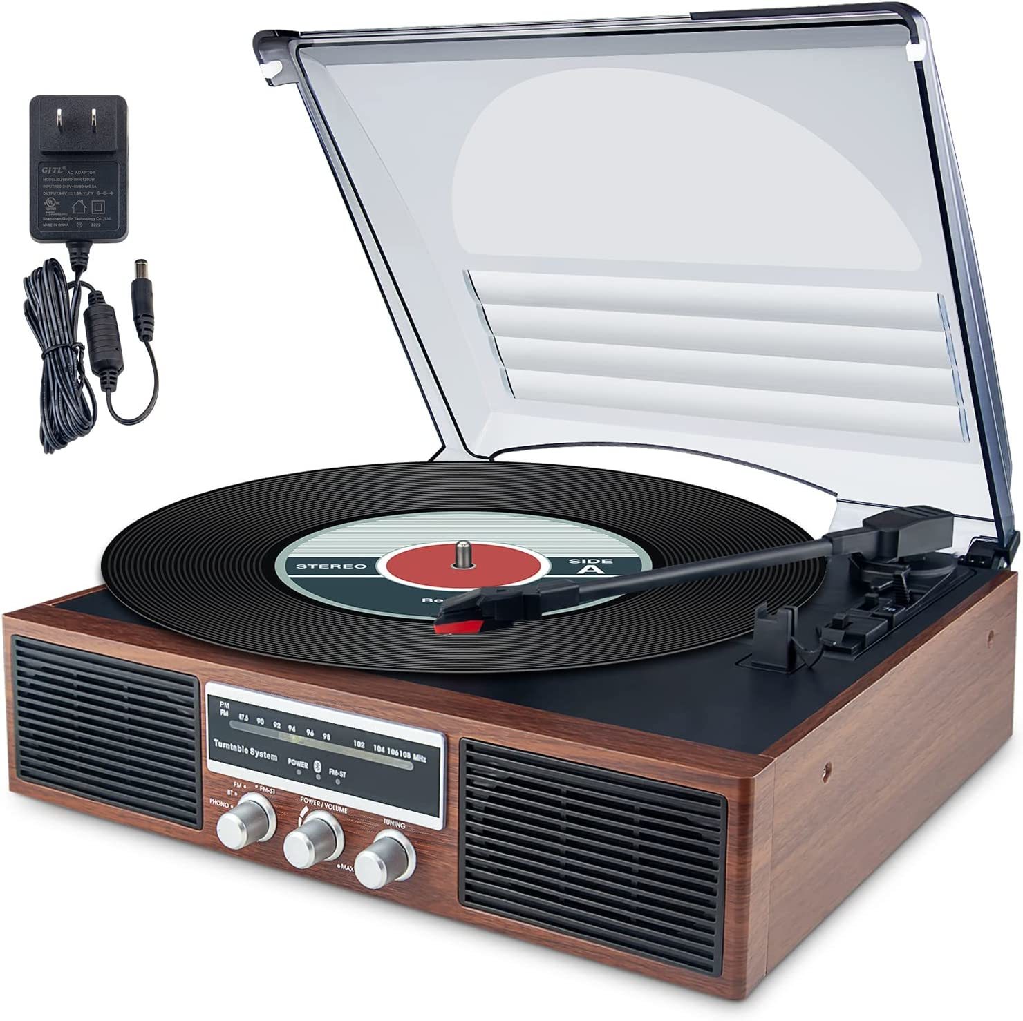 Luxsway Bluetooth Record Player Turntable,3-Speed Vinyl Record, Dust Cover.  			
