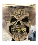 Creepy Latex Ghoul Skeleton Skull Mask with Gray Hair Halloween Party New - $9.95