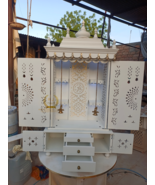 Wooden Temple Mandir White Finished Beautiful Hanging Bells Handcrafted ... - $443.52+