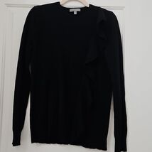 NEIMAN MARCUS 100% Cashmere Black Ruffled Sweater Size Large - $44.55