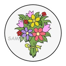 30 Pretty Flower Bouquet Envelope Seals Labels Stickers 1.5&quot; Round Floral Gifts - £6.35 GBP
