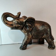 13&quot;L x 9&quot;H 2lb13oz Brushed Golden Bronze Look Hollow Elephant Decor Statue - £59.89 GBP