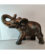 13&quot;L x 9&quot;H 2lb13oz Brushed Golden Bronze Look Hollow Elephant Decor Statue - £59.94 GBP