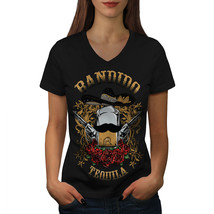 Bandido Tequila Rose Shirt Mexico Gun Women V-Neck T-shirt - $12.99