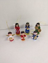 Lot Of (6) Vintage Christmas Angel With Instruments Hanging Ornaments 1-2&quot; - £37.85 GBP