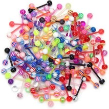 CrazyPiercing 110Pcs Tongue Rings Wholesale 14g Tongue Ring Barbells Ass... - $21.17