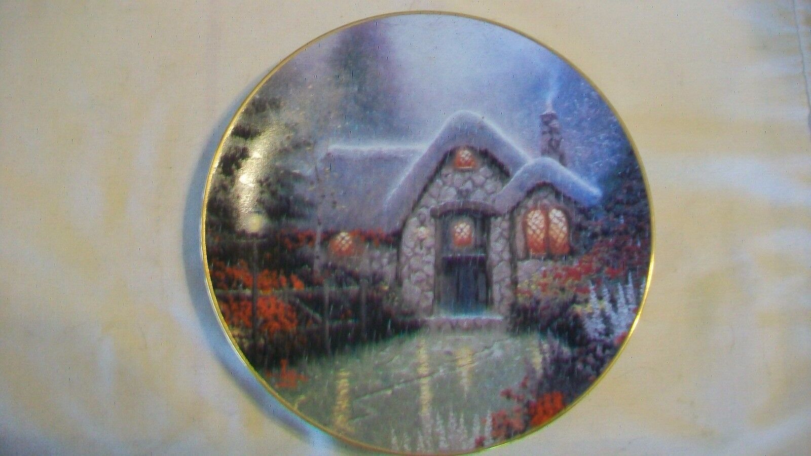 Primary image for Woodsman's Thatch Cottage Collectors Plate by Thomas Kinkade Garden Cottages 