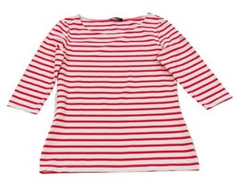 SAINT JAMES France Women&#39;s Galathee Dark Pink and White Striped Top Size US 8 - $34.35