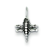 Sterling Silver Antiqued Dragonfly Charm &amp; 18&quot; Chain Jewerly 14mm x 9mm - £13.66 GBP