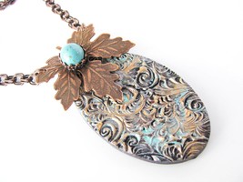 Faux Swirl Patina Pattern Polymer Clay Necklace casual Fashion Jewelry For women - £23.70 GBP