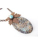 Faux Swirl Patina Pattern Polymer Clay Necklace casual Fashion Jewelry F... - £23.62 GBP