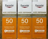 3 PACK Eucerin Age Defense SPF 50 Face Sunscreen Hyaluronic Acid 2.5OZ - $29.69