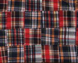 Cotton Flannel Stitched Patchwork Madras Plaid Navy Orange Fabric BTY D2... - $9.95
