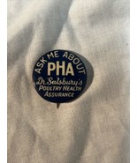 Ask Me About PHA Dr Salsburys Poultry Health Assurance pin pinback 1930s... - $368.21 MXN