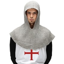 Knight Hood Chainmail Coif Armor Crusader Templar Cowl Hoodie Ren Faire ... - £29.53 GBP