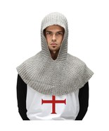 Knight Hood Chainmail Coif Armor Crusader Templar Cowl Hoodie Ren Faire ... - £29.10 GBP