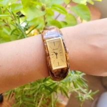 Vintage Swiss Lucerne Gold &amp; Brown Marbled Womens Womans Watch - £34.70 GBP