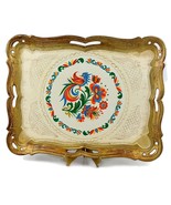 Florentine serving tray floral decor with exotic bird vintage Italian ki... - $57.23 CAD