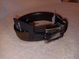 MICHAEL KORS MEN CHOCOLATE BROWN &quot;MK&quot; JET SET BELT SILVER BUCKLE 36&quot; $48... - $33.65