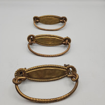 Vintage Lot of 3 Drawer Pulls Furniture Hardware Handles Gold Tone - £10.12 GBP