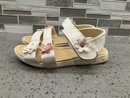 Girls Sz 1 Sandals EcoSoft Gladiator Flowers Soft Children Beach Shoes Floral - £10.54 GBP