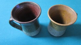 Pottery Hand Made Pair Of Mugs 4&quot; And 4 1/2&quot; - £35.04 GBP
