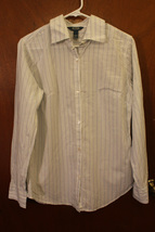 Bitten by Sarah Jessica Parker White Striped Button Down Shirt - Size Large - £11.26 GBP