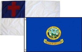 2x3 Christian Christ &amp; State Idaho 2 Pack Flag Wholesale Combo 2&#39;x3&#39; Banner Grom - £7.56 GBP