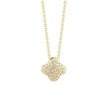 0.26 ctw Round Shape Diamond 14ct Yellow Gold Silver Cluster Pendant Necklace - £44.10 GBP