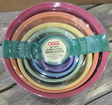NIP NEW 6 OGGI Bamboo Fiber Mixing Bowls Set Rainbow Colors 5.2-132 Ounc... - $436.48 MXN