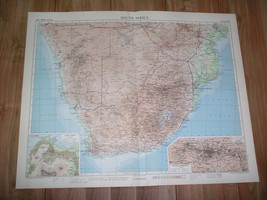1956 Vintage Map Of South Africa Cape Town Johannesburg Namibia Rhodesia - £22.46 GBP