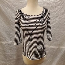 White House Black Market Women&#39;s Black and White Striped Blouse, Size M - £19.77 GBP