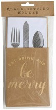 Set/48 Silverware Pocket Place Setting Holders Eat Drink &amp; Be Merry - NEW w/ TAG - £22.51 GBP