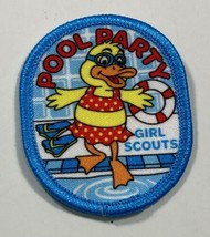 Girl Scouts Pool Party Junior Iron-on Patch Badge Oval Blue Red Duck GSA New - £1.18 GBP