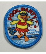 Girl Scouts Pool Party Junior Iron-on Patch Badge Oval Blue Red Duck GSA... - $1.48