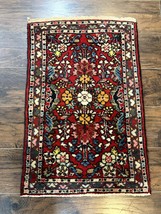 Small Per&#39;sian Tribal Rug 2x3 Red Colorful Small Wool Carpet Antique - $950.00
