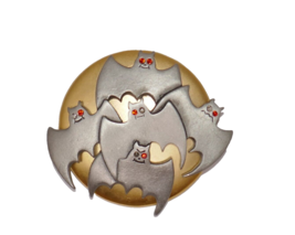 AJMC Creepy Creatures Halloween Bat Rhinestone Eyes Brooch Pin - $24.99