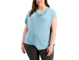 Alfani Ladies Plus Size Asymmetrical Drape-Neck Top Precious Jade Plus Size 0X - £30.63 GBP