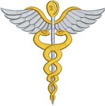 Caduceus Embroidery, Medical Pattern, Healthcare Design - $3.75
