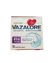 (1) Vazalore Aspirin Capsules 81mg Low Dose Liquid Filled 30 Count 1/25 *Stained - $49.49