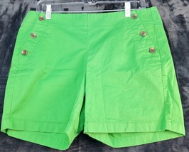 J.CREW Chino Shorts Womens Size 10 Green Cotton Pockets Flat Front Button Front - £13.10 GBP