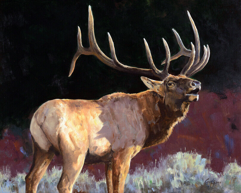 BUGLING ELK DEER MOOSE WILDLIFE PINE CERAMIC TILE MURAL BACKSPLASH ...
