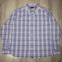 Untuckit Men&#39;s Sz XXXL Checker Long Sleeve Blue Button Shirt - $19.79