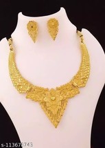 Indian Women Necklace Set Gold Plated Designer Fashion Jewelry Wedding Wear Gift - £23.36 GBP