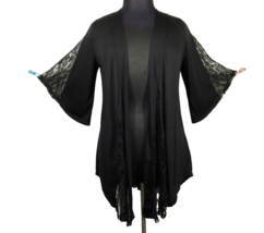 Plus Size 2X Black Lace Trimmed Flare Sleeve Cardigan Goth Witchy Made I... - £23.59 GBP