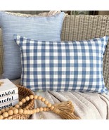 Blue Cotton Lumbar Pillow Cover - Grid Loom Blue - $462.05 MXN+