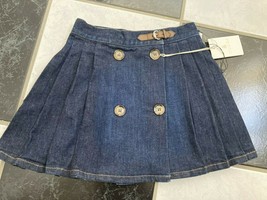 NWT 100% AUTH Gucci Kids Pleated Blue Denim Skirt 356342  - £127.49 GBP
