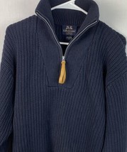 Willis &amp; Geiger Sweater Heavy Cotton Knit Navy Blue Pullover 1/4 Zip Men... - £63.94 GBP